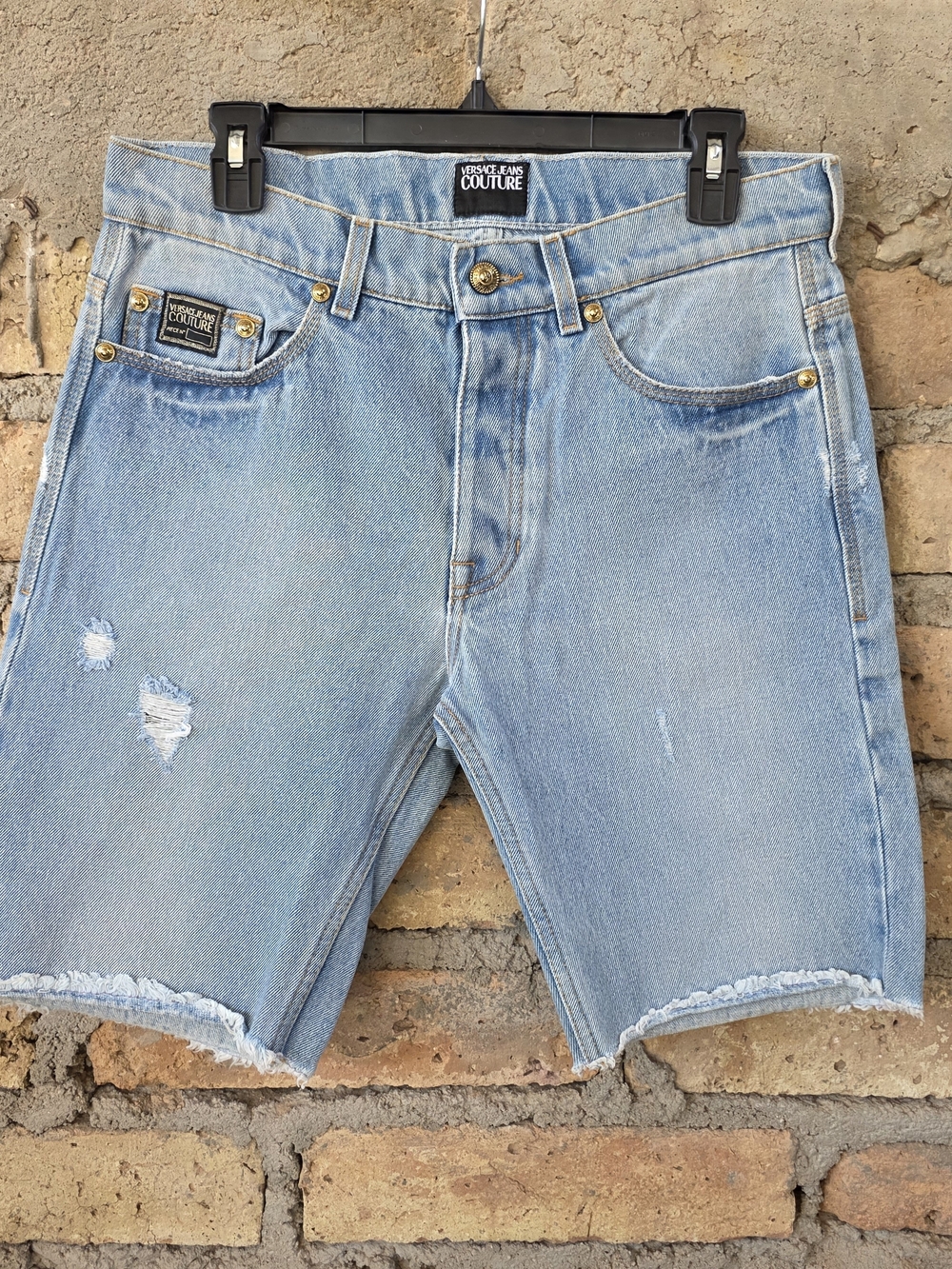 Authentic Versace Jeans Couture Distressed Denim Shorts - Size 30(Certilogo)